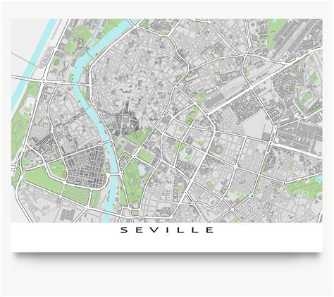Seville Map Seville Spain Street Map City Art Print