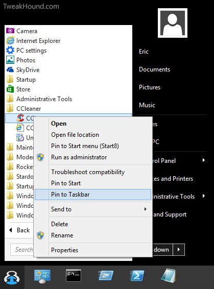 Pin Items To The Taskbar In Windows 8 Tweakhound