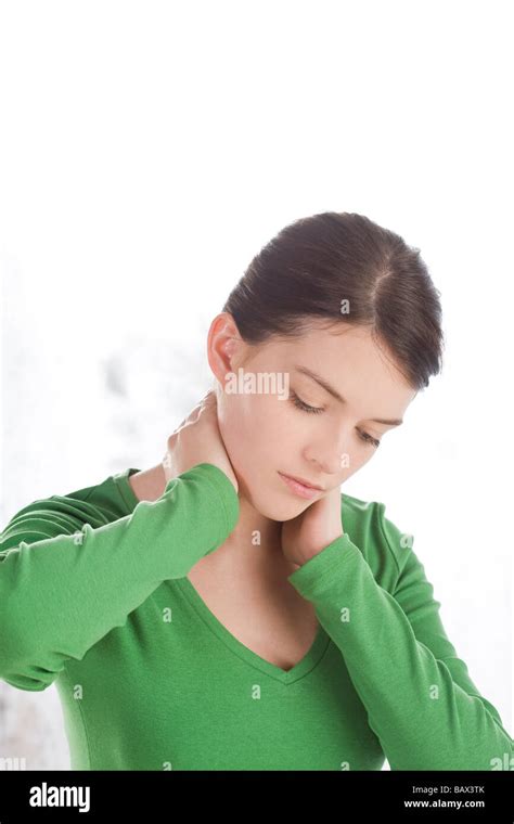 Woman With Neck Pain Stock Photo Alamy