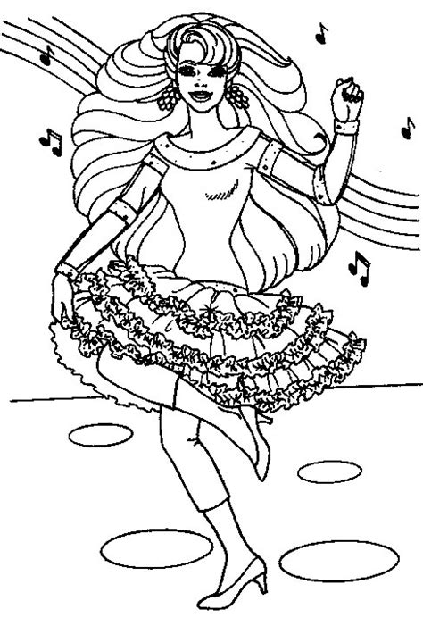 Barbie Dancing Coloring Pages For Girls Printable