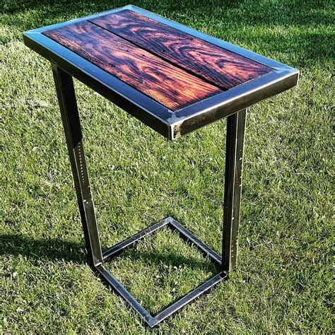 Hand Crafted Industrial Inspired End Table By Nextgen Metalworks Llc
