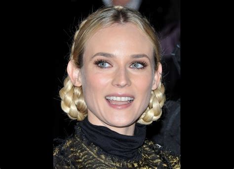 diane kruger s tightly braided festive hairstyle shiny crunched turtleneck