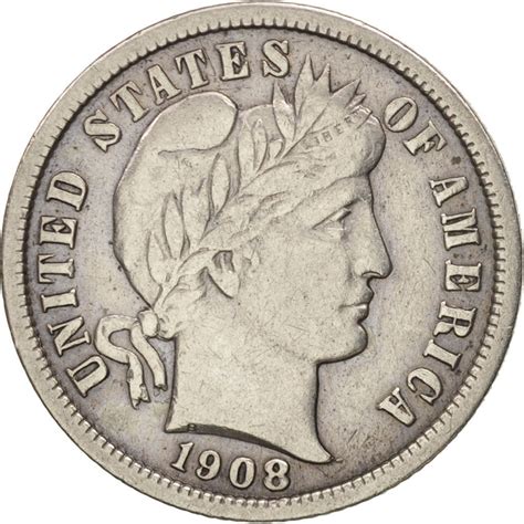 One Dime 1908 Barber Coin From United States Online Coin Club