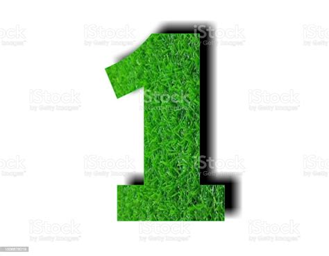 3d Number 1 One With Green Grass Texture On White Background Stock
