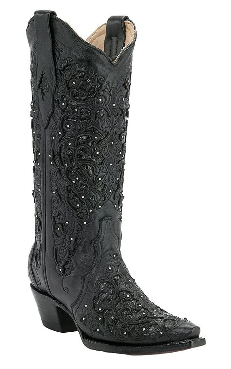 Corral® Ladies Black W Cobra Lazor Inlay And Crystals Snip Toe Western Boots Cavenders Boot
