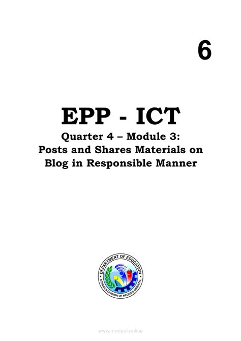 Epp Ict Quarter 4 Module 3 Posts And Shares Materials On Blog In