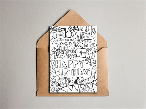 Printable Birthday Card Cool Doodle Drawing Birthday Etsy Birthday