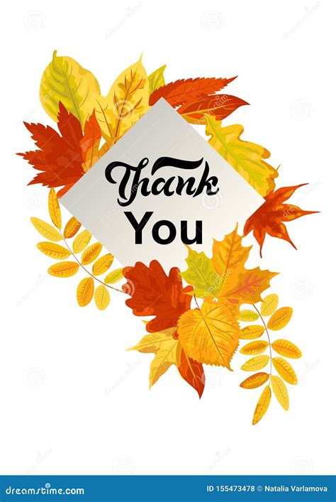 Thank You Autumn Vector Illustration With Falling Leaves Stock Vector