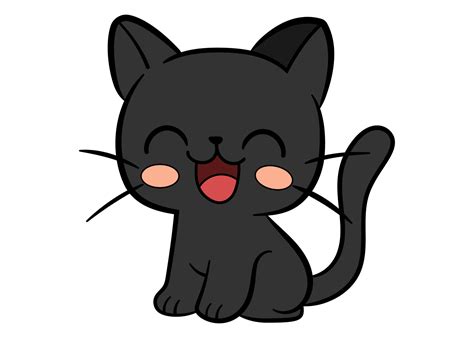 Vector Of Cute Black Cat Cartoon Style Illustration Lovely Kitty For