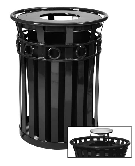 Your art printed onto the sides of the custom trash bins. 40 Gallon Oakley | Decorative Outdoor Steel Trash Cans | Trash Cans Warehouse