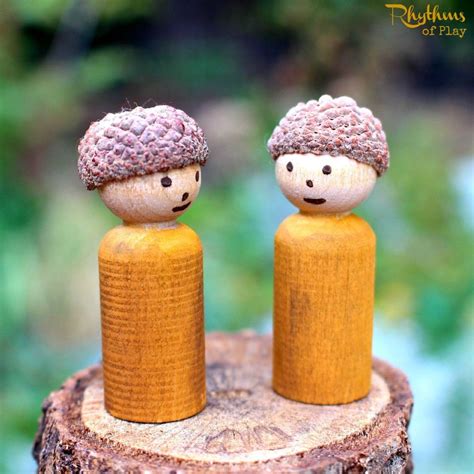 Diy Acorn Peg Dolls Handmade Toy For Kids With Images Peg Dolls