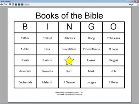 Free Printable Books Of The Bible Bingo Cards Printable Bingo Cards