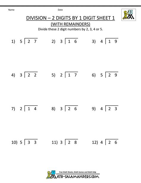 Dividing 4 Digits By 2 Digits Worksheets Printable Word Searches