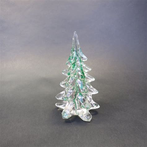 Vintage Silvestri Christmas Tree Crystal Clear And Green Art Glass