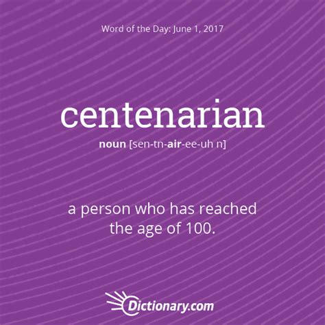 S Word Of The Day Centenarian A Person Who Has
