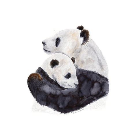 Panda Watercolor Panda Nursery Decor Mom And Baby Panda Art Baby