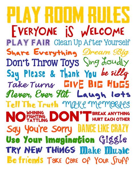 Playroom Rules Sign Rainbow Playroom Sign Playroom Decor Etsy