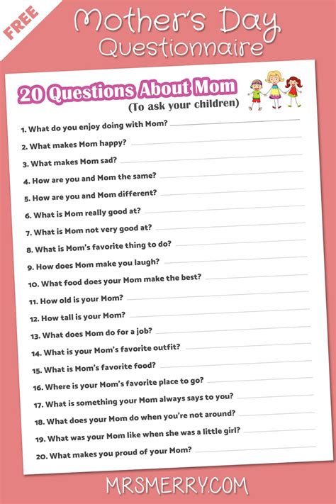 Questionnaires Archives Mrs Merry Easy Diy Mothers Day Ts Funny Mothers Day Funny Mom
