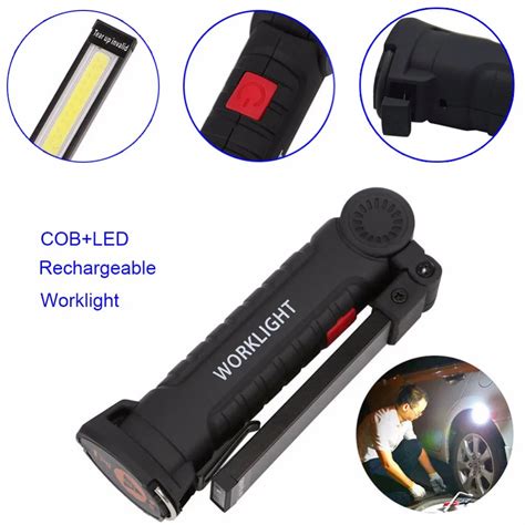 Led Rechargeable Magnetic Cob Torch Handheld Inspection Lamp Cordless