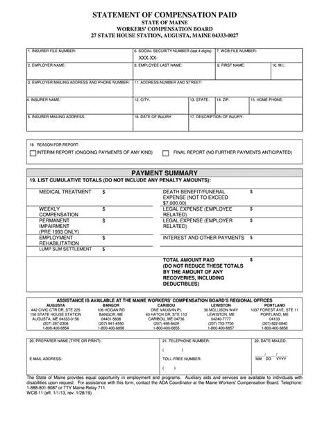 Statement Of Compensation Paid Form Fill Out And Sign Printable Pdf