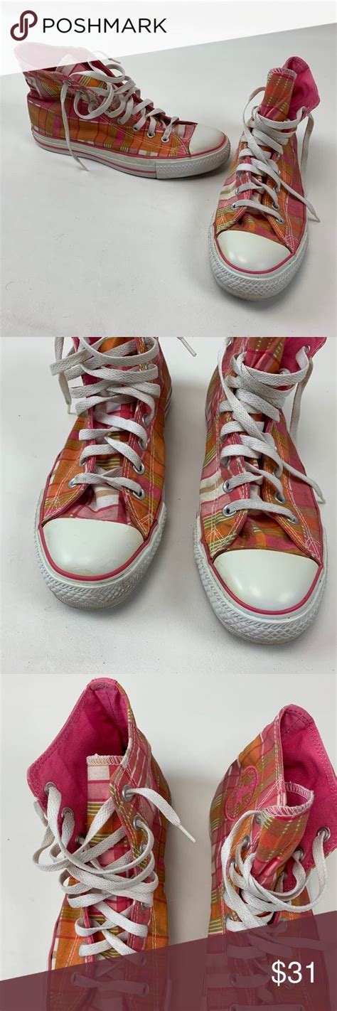 Converse High Top Pink Plaid Sneakers Converse Pink Plaid Converse High Tops