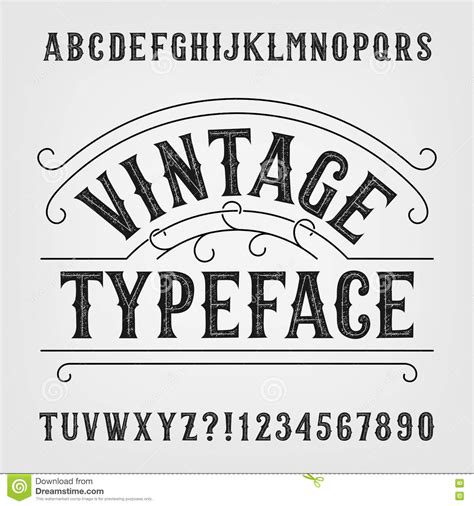 Vintage Typeface Retro Distressed Alphabet Vector Font Hand Drawn
