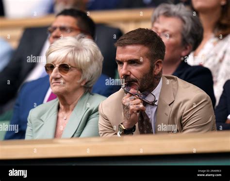 David Beckham And His Mother Sandra Beckham In The Royal Box Of Centre