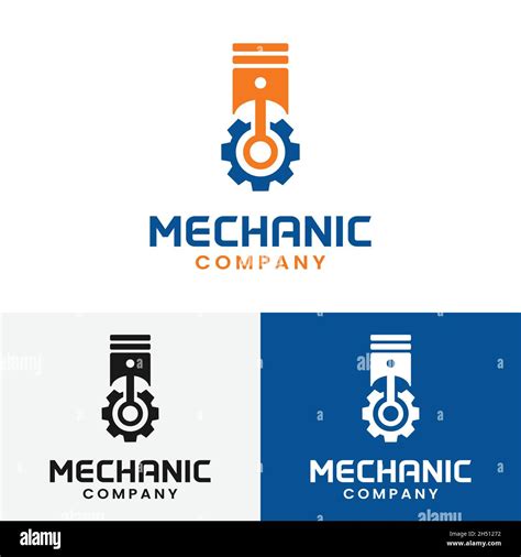 Gear And Piston For Mechanic Logo Design Template Suitable For