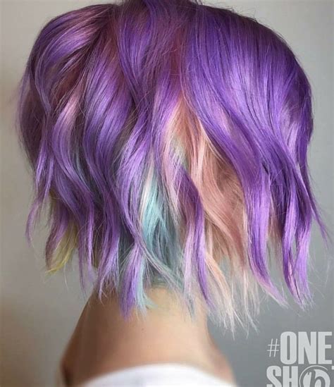 Purple Lob Lob Hairstyle Funky Hairstyles Funky Hair Colors