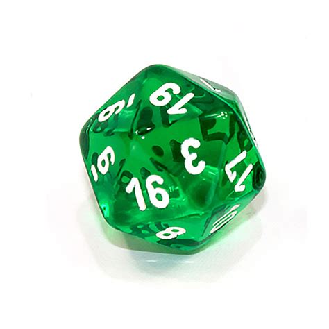20 Sided Translucent Dice D20 Green Dice Game Depot