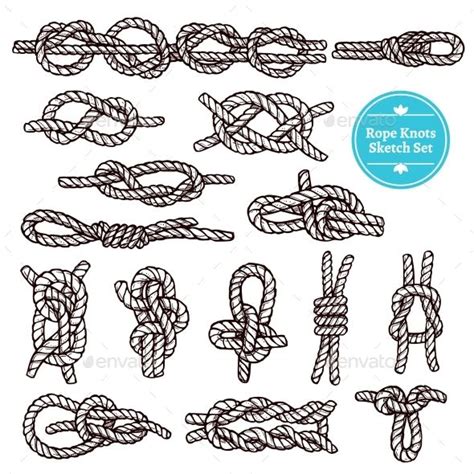 Rope Knots Sketch Set Rope Knots Vector Free Rope Tattoo