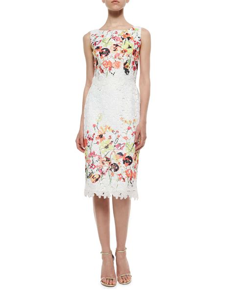 Badgley Mischka Sleeveless Floral Embroidered Lace Dress Lyst