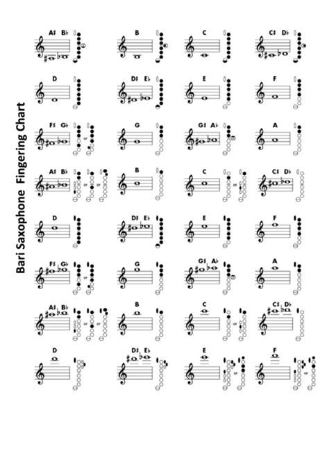 Bari Saxophone Fingering Chart Printable Pdf Download