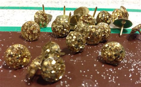 Gold Glitter Push Pins Cubicle Decor Office Supplies Etsy