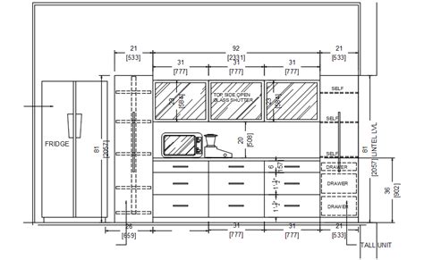 Kitchen Cabinet Layout Design In Dwg File Cadbull