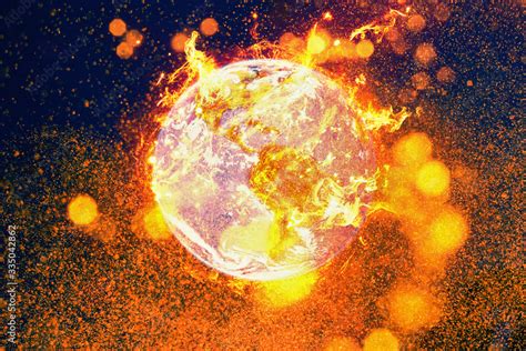 Burning Planet Earth Fire Inferno Global Warming And Environmental