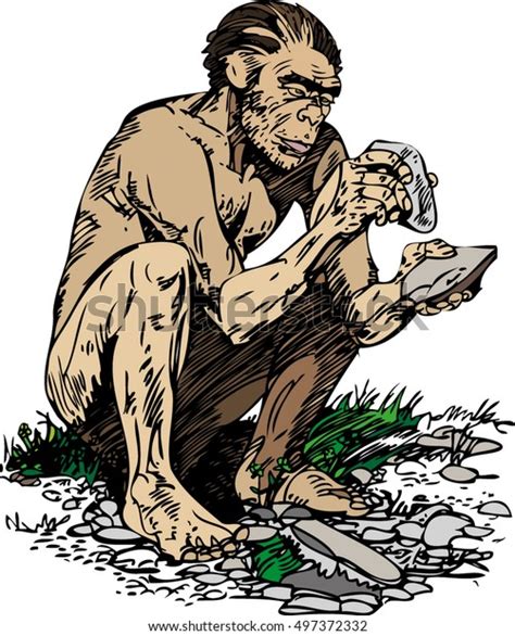 Neanderthal Man Homo Sapiens Neanderthalensis Stock Vector Royalty