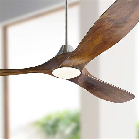 60 Maverick Steel And Walnut Modern Damp Rated Led Fan With Remote