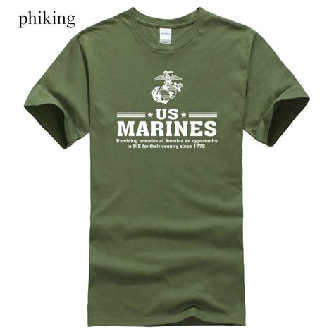 New Fashion Mens Short Sleeve Tshirt Cotton T Shirts Us Marines Since