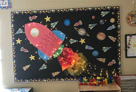 Space Themed Bulletin Board With Rockets And Planets Bulletin Boards