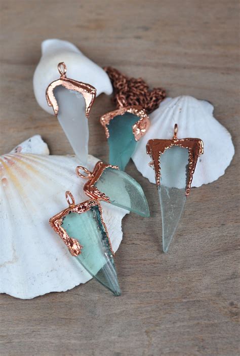 Sea Glass Pendant Natural Sea Glass In Copper Frame By Chechelart