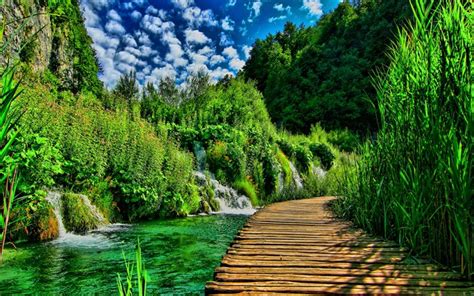 Download Wallpapers Plitvice Lakes Hdr Summer Beautiful Nature