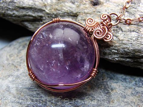 Amethyst Sphere Pendant Necklace Natural Purple Gemstone Crystal Ball