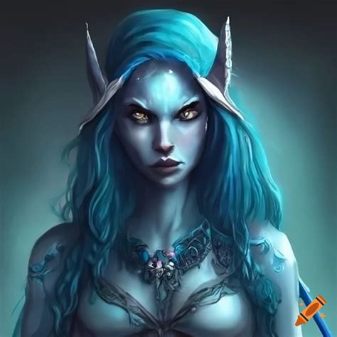 image of a blue skinned female elf on craiyon