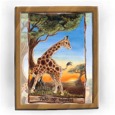 Giraffe Art Print Two Of Wands Tarot Card Tarot Reader T Etsy