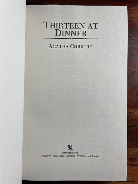 Thirteen At Dinner By Agatha Christie As New 1988 First Thus John