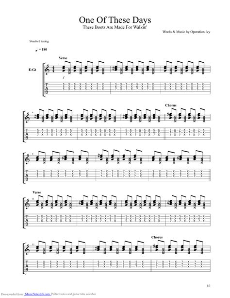 One Of These Days Guitar Pro Tab By Operation Ivy