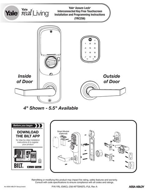 Assa Abloy Yale Real Living Assure Lock Yrc Installation And