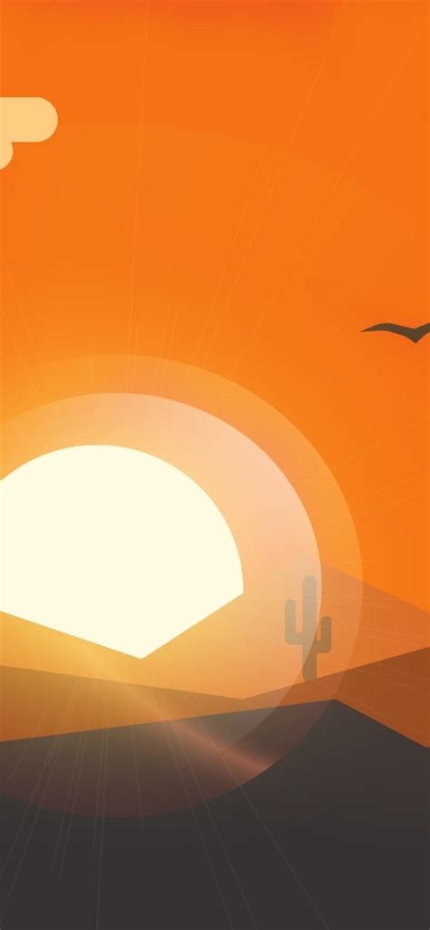 1242x2688 Resolution Minimalist Orange Sunset Iphone Xs Max Wallpaper