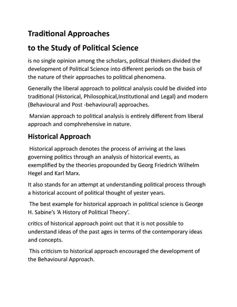 Traditional Approaches To The Study Of Political Science Traditional